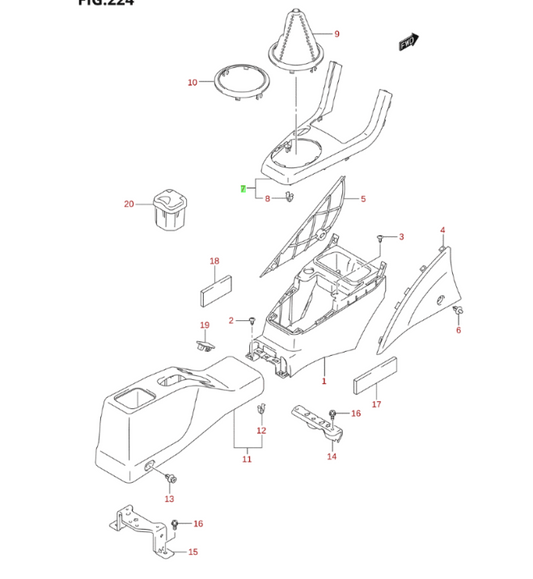 NEW Genuine Suzuki SWIFT Centre Console Trim 75861-62J00-S1S