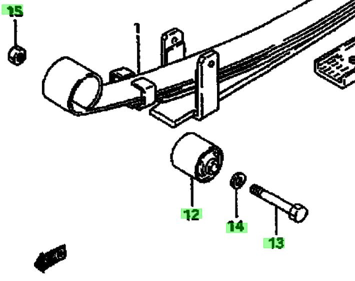 NEW Genuine Suzuki SUPERCARRY VAN 1.0 Rear Suspension (Frontmost) Bush, Bolt & Nut
