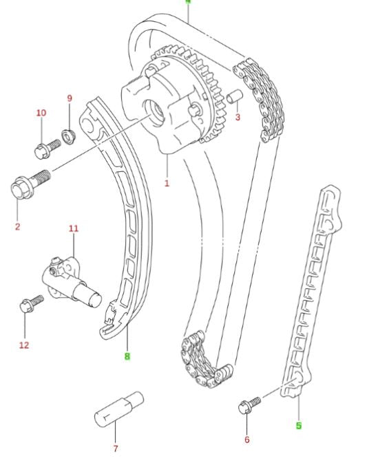 NEW Genuine Suzuki SWIFT SPORT 2005-2011 TIMING CHAIN Kit GUIDES TENSIONER