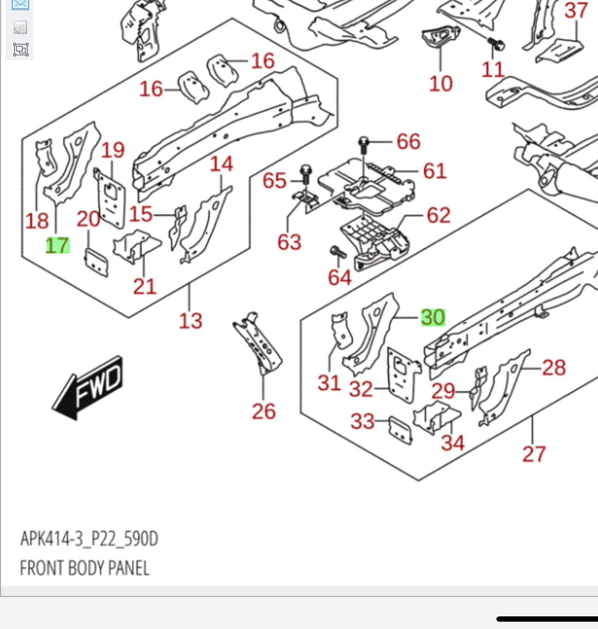 NEW Genuine Suzuki VITARA Front Apron Metal Extension No. 2 Bracket 58632-61M10