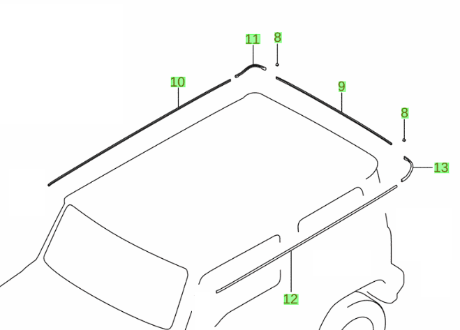 NEW Genuine Suzuki JIMNY 2019-On ROOF MOULDING COVER Gutter Drip Set + Caps