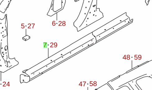 NEW Genuine Suzuki VITARA RIGHT SIDE INNER SILL PANEL Unpainted 63220-54P00