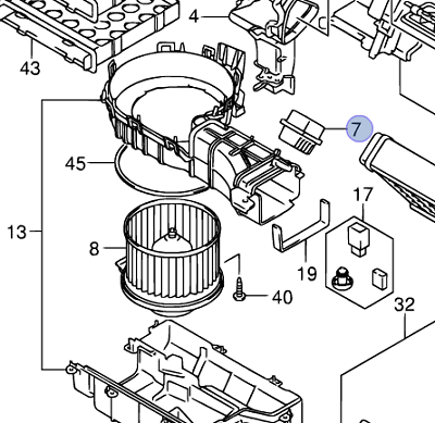 Blower fan outlet parts