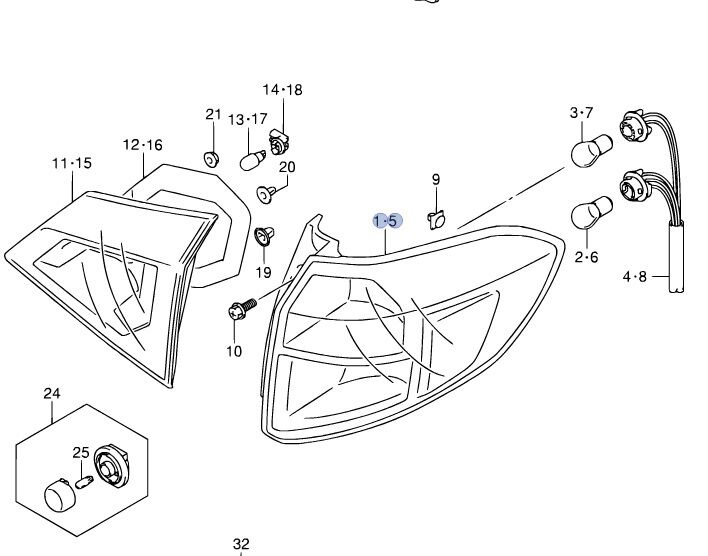 NEWGenuine Suzuki VITARA Rear OUTER Back Light Lamp Unit DRIVER SIDE 35650-54P00