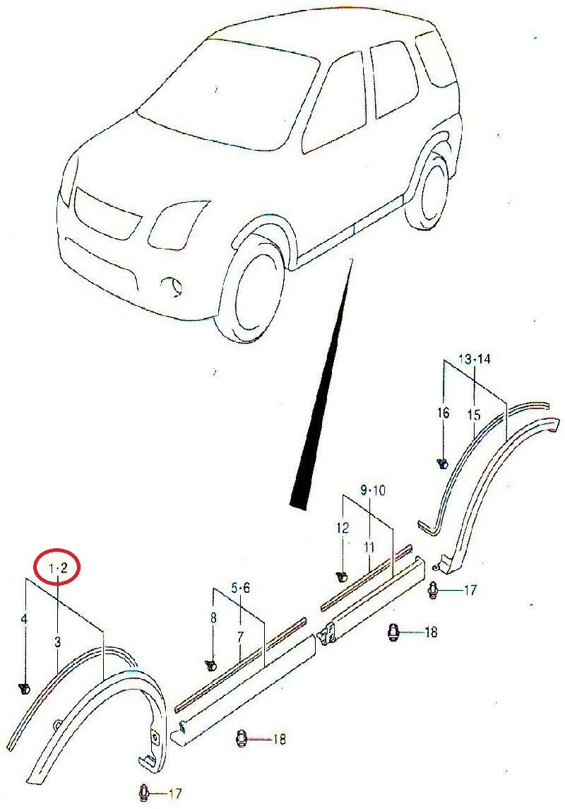 Genuine Suzuki IGNIS 2018-> Front RIGHT Wheel Arch Trim Surround 77210-62R10-5PK