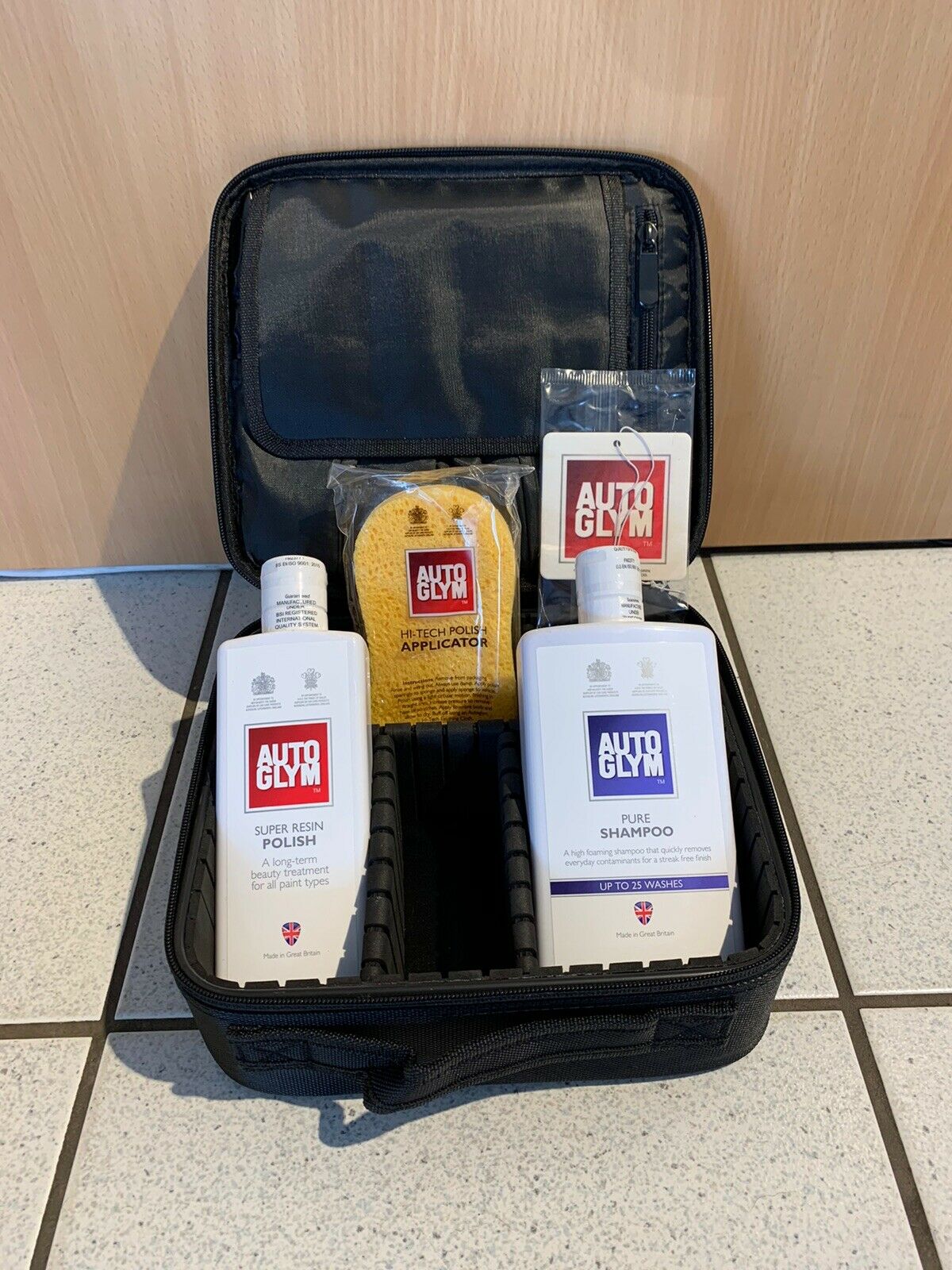 Genuine AUTOGLYM 5Pc SHAMPOO CLEANING POLISH VALETING BAG KIT CAR WASH SET Black