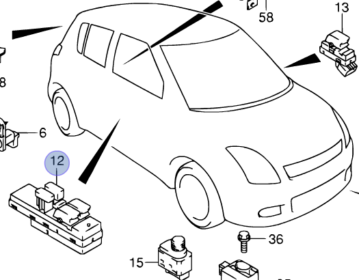 NEW Genuine Suzuki SWIFT 2005-2010 1.3 1.5 1.6 Driver Window Switch 37990-62J00