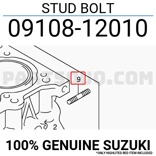 1x NEW Genuine Suzuki Gearbox STUD BOLT 09108-12010