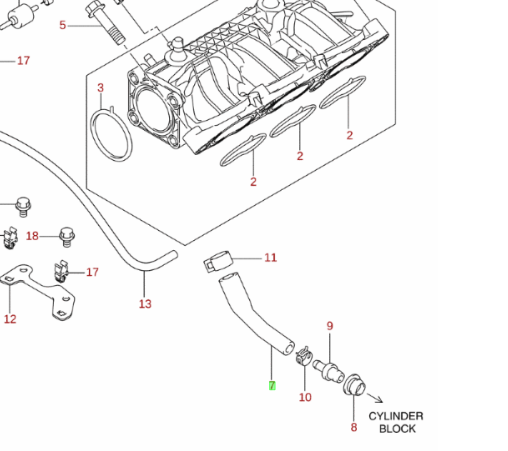 NEW Genuine Suzuki BALENO PCV RUBBER HOSE 11193M50R00