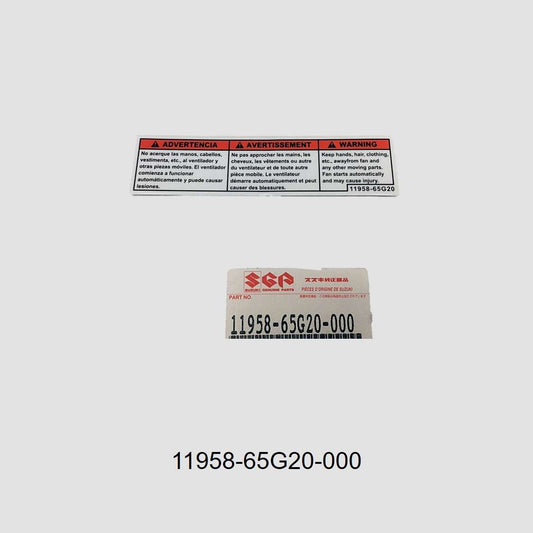 NEW Genuine Suzuki Cooling Radiator Fan LABEL STICKER 11958-65G20