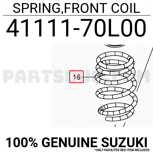 1x NEW Genuine Suzuki SWIFT SPORT 2011-2016 FRONT Coil Spring 41111-70L00