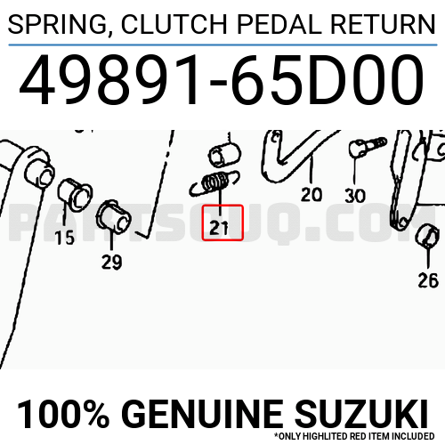 NEW Genuine Suzuki GV GRAND VITARA Clutch Pedal Return Spring 49891-65D00
