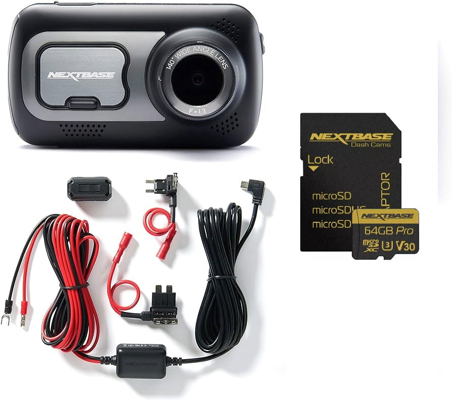 NEW Genuine NextBase 522GW Front Dash Cam + Hardwire Kit + 64GB SD Card