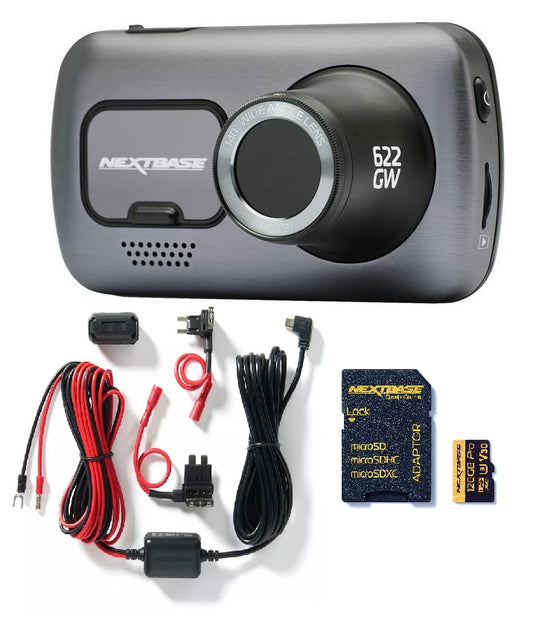 NEW Genuine NextBase 622GW Front Dash Cam + Hardwire Kit + 128GB SD Card