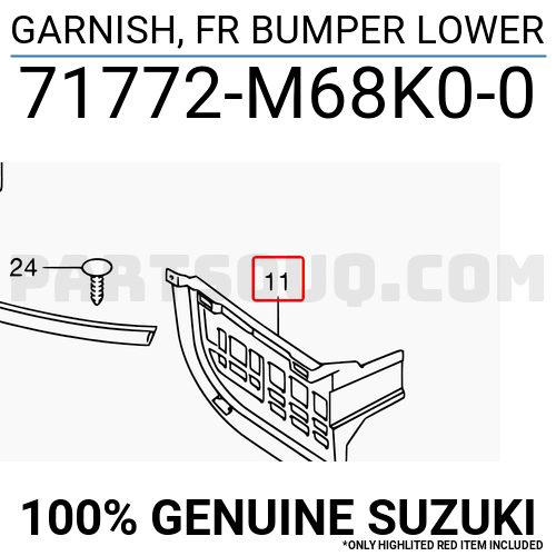 NEW Genuine Suzuki Alto Front Lower Garnish 71772M68K00
