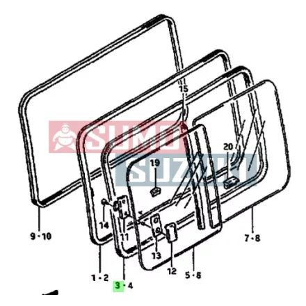 2x NEW Genuine Suzuki CARRY VAN 1.0 Rear WINDOW RUNNER RUBBER Channels