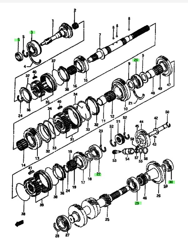 Suziki Rascal NEW Genuine Suzuki CARRY BEDFORD RASCAL Gearbox Bearing Set x5 Plus In ...