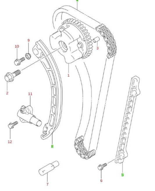 NEW Genuine Suzuki SWIFT SPORT 2005-2011 TIMING CHAIN Kit GUIDES TENSIONER