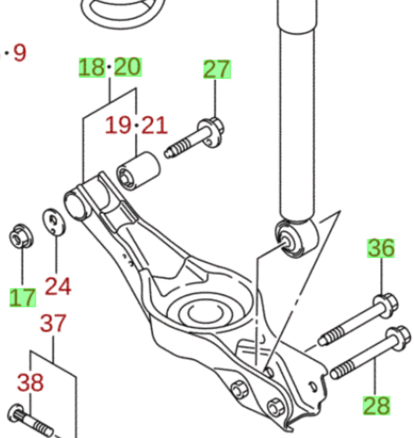 2x NEW Genuine Suzuki GV Rear Suspension Arm Spring Seat with Bolts and Nuts