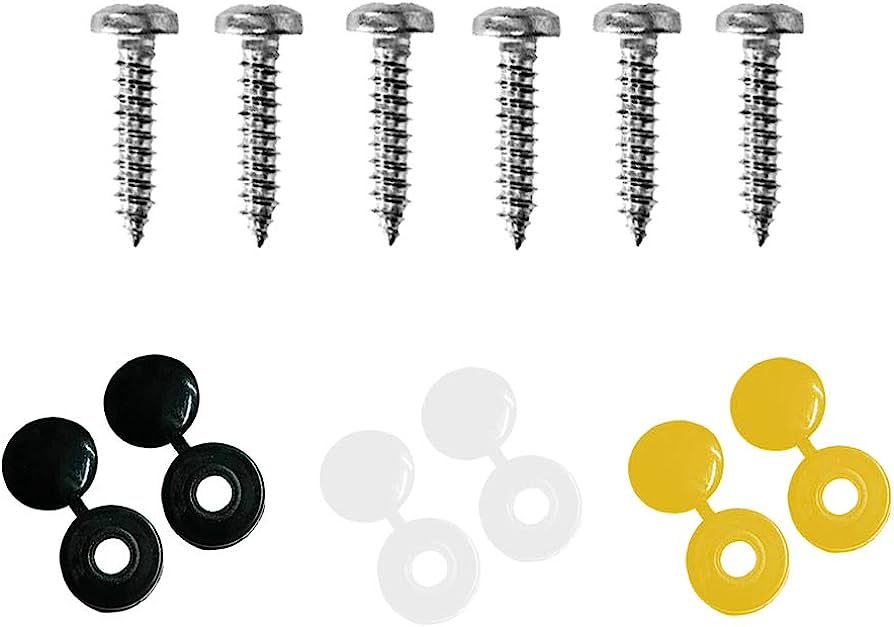 6x NEW Genuine Suzuki Number Plate Metal Screws with caps Yellow, White, Black