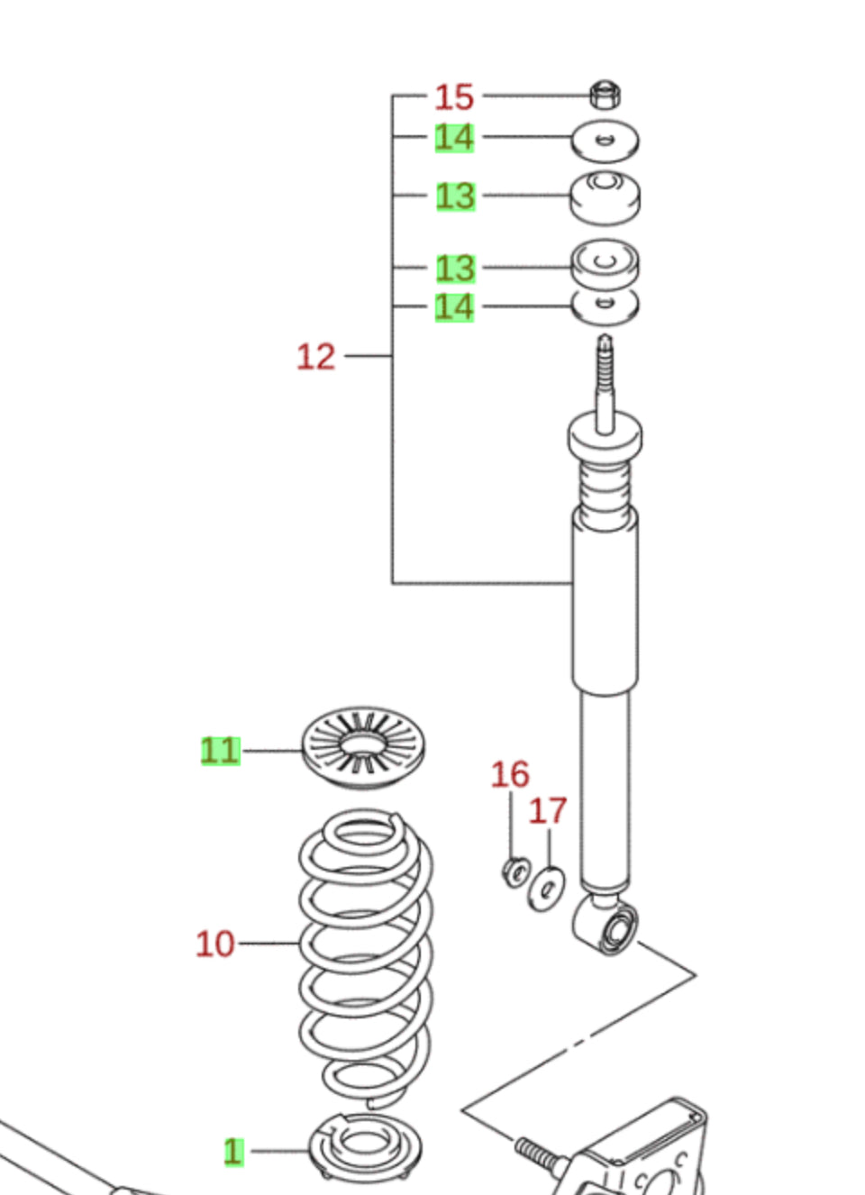 NEW Genuine Suzuki SWIFT SPORT 2005-2011 Rear Shocker Bushes & Spring Seats