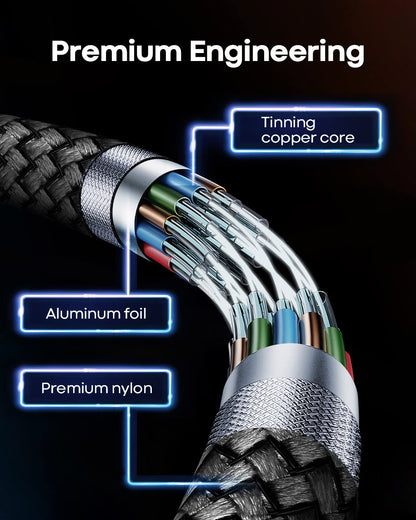 NEW High Quality USB A to USB Type C Wire Cable 0.5m 50cm BRAIDED Black/Grey