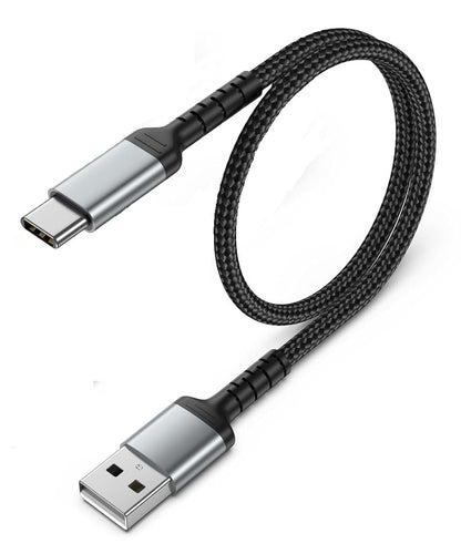 NEW High Quality USB A to USB Type C Wire Cable 0.5m 50cm BRAIDED Black/Grey