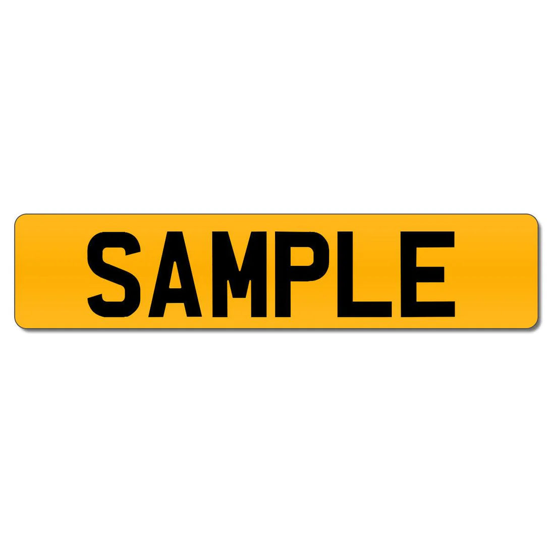 NEW Printed Number Plate Rear Yellow Oblong UK Standard