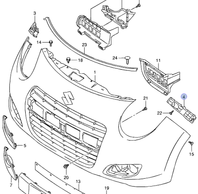 Front Bumper Wing Bracket LEFT PASS SIDE 71732M68K00 Fits Nissan Pixo