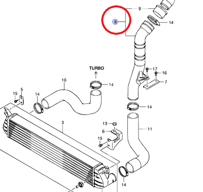 NEW Genuine FIAT SEDICI 1.9 DIESEL INTERCOOLER INTER COOLER PIPE 13660-79J50