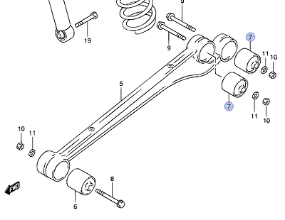 NEW Genuine Suzuki Jimny 1.3 REAR AXLE BUSH Suspension Arm SN413 46282-81A00