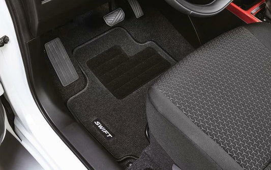 NEW Genuine Suzuki SWIFT 2017-24 Carpet Mat Mats Set 4 Black Embroidered Heel Pad