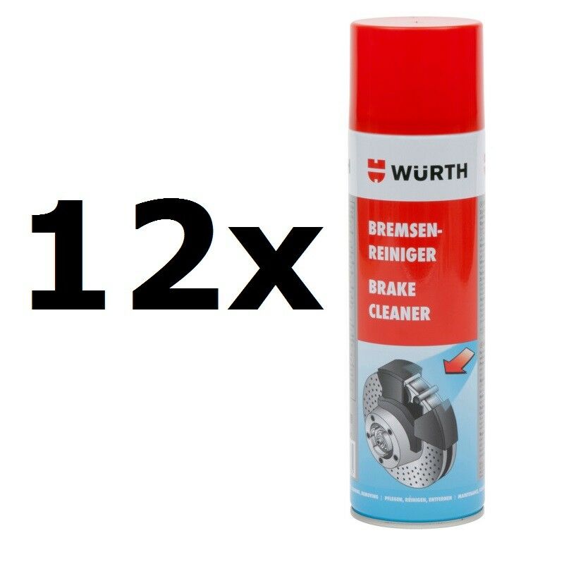 12x NEW Genuine WURTH Brake Cleaner Aerosol Solvent Spray 500ml =6000ml 08901087