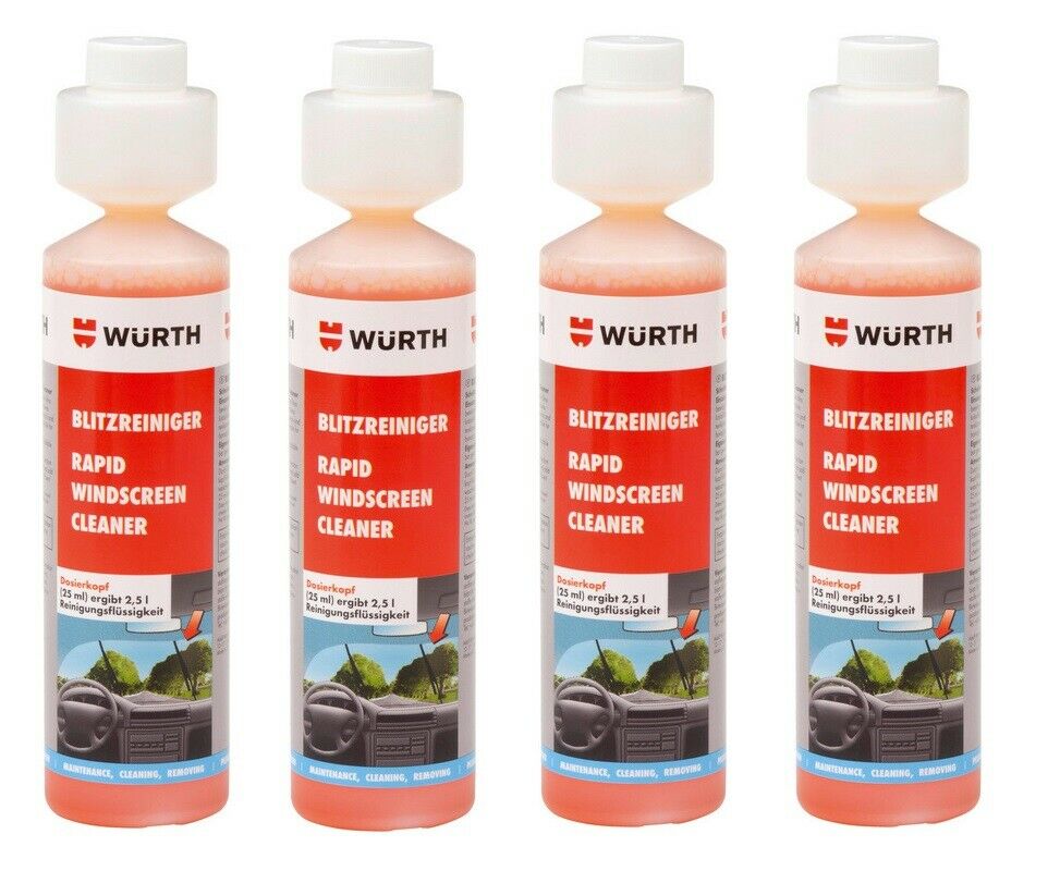 4x NEW Wurth SUMMER RAPID Screen Cleaner Screenwash Concentrate 250ml 0892333250