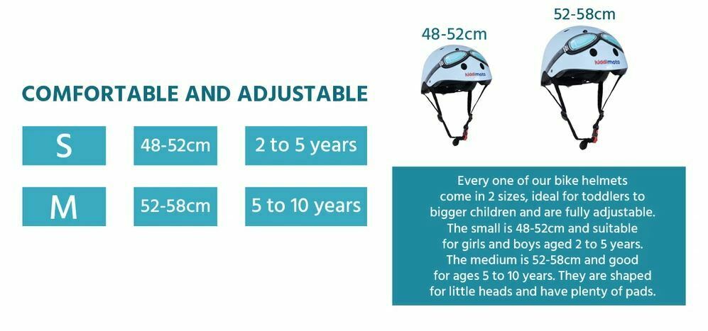 NEW Adjustable Children Kids Cycling Helmet BLUE GOGGLES Design Small & Medium