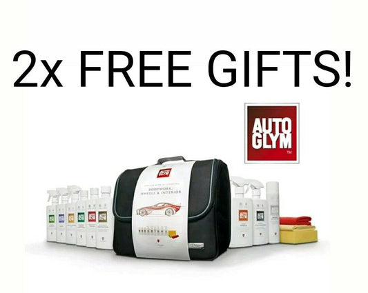 AUTOGLYM PERFECT BODYWORK WHEELS INTERIOR VALETING BAG KIT CAR WASH SET 14 piece