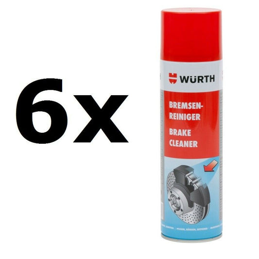 6x NEW Genuine WURTH Brake Cleaner Aerosol Solvent Spray 500ml = 3000ml 08901087