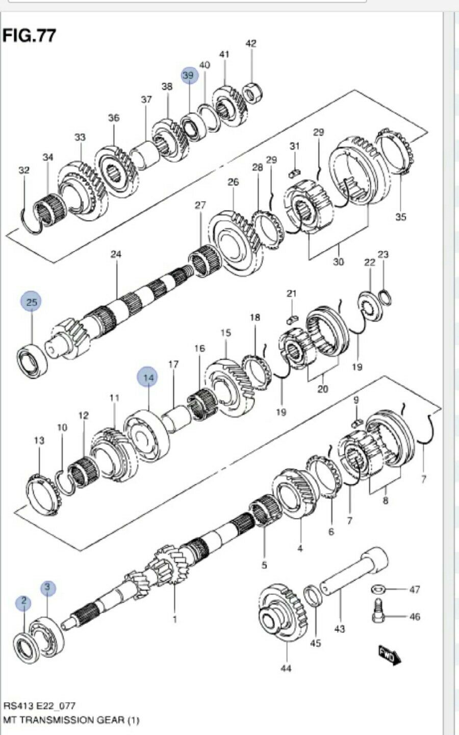 NEW GENUINE Suzuki ALTO 2009-2016 Gearbox Bearing Bearings Service Kit Set of 5