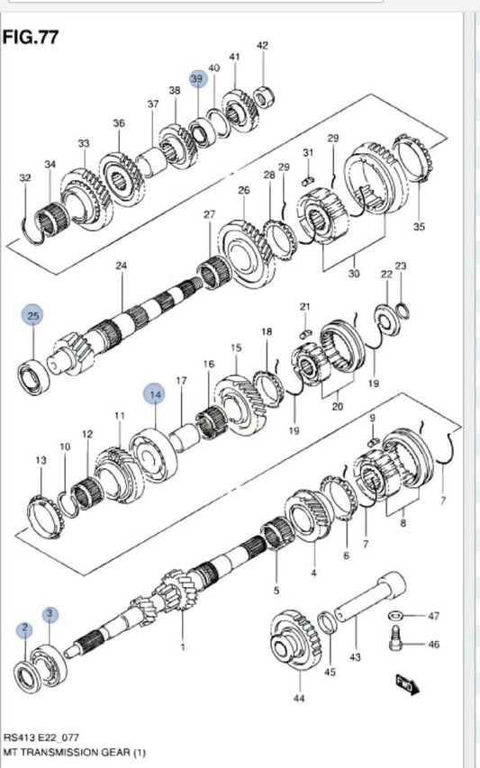 NEW GENUINE Suzuki ALTO 2009-2016 Gearbox Bearing Bearings Service Kit Set of 5