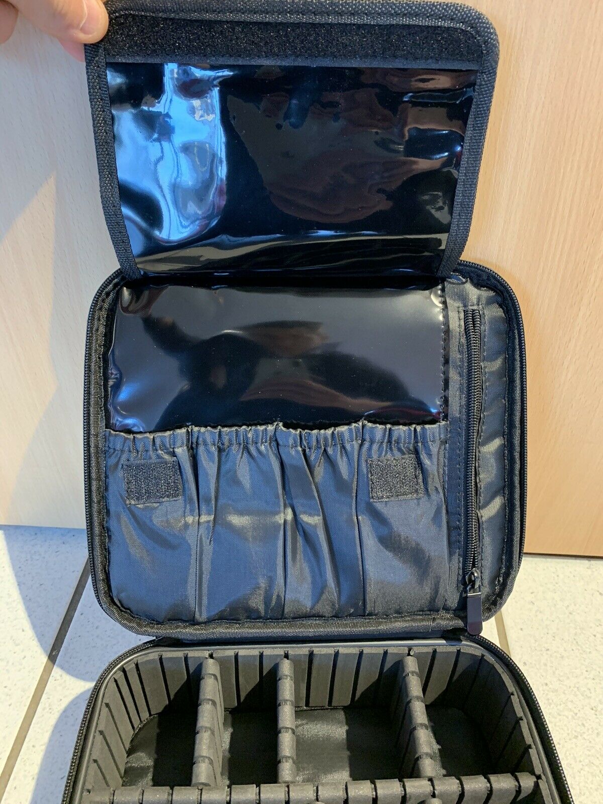 NEW Small 10" 26cm BLACK Camera Lens Carry Case Organizer Moveable Dividers