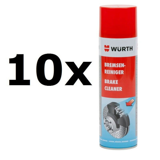 10x NEW Genuine WURTH Brake Cleaner Aerosol Solvent Spray 500ml =5000ml 08901087