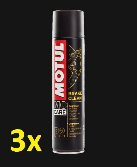 3x NEW Motul P2 BRAKE CLEAN CLEANER 400ml Degreaser Care Aerosol Spray 450153