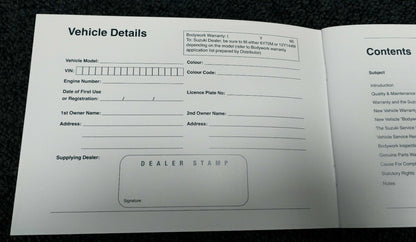 NEW Genuine Suzuki CAR Service Book Record 12,500 Mile Servicing 99000-99004-SMC