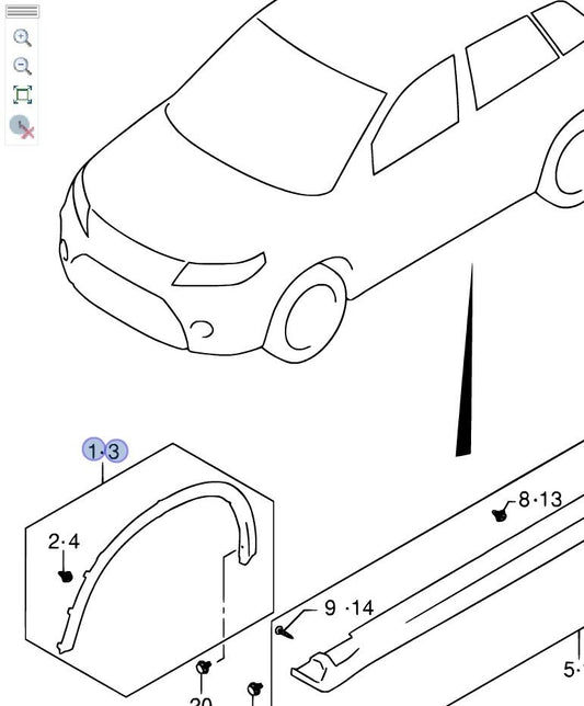 Genuine Suzuki S-Cross Front LEFT Wheel Arch Trim Surround Spat 77220-61M00-5PK