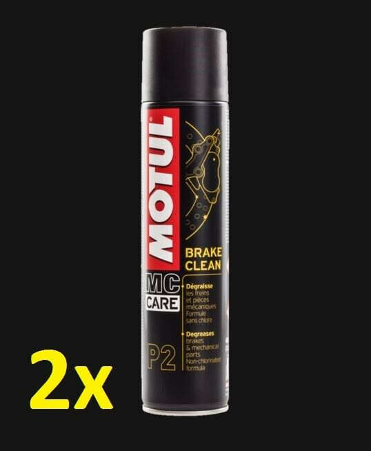 2x NEW Motul P2 BRAKE CLEAN CLEANER 400ml Degreaser Care Aerosol Spray 450153