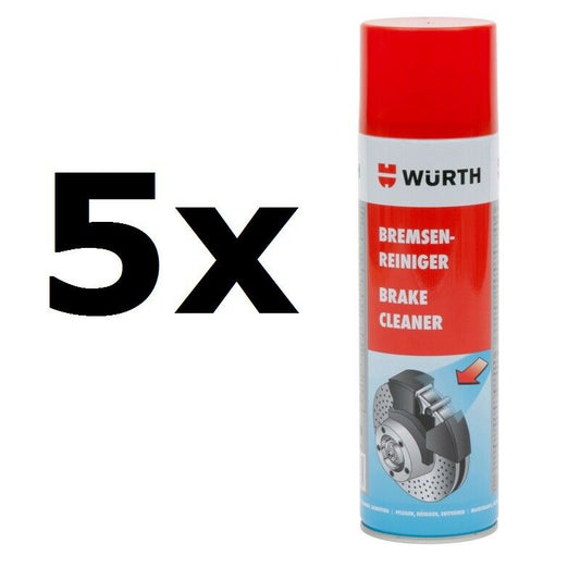 5x NEW Genuine WURTH Brake Cleaner Aerosol Solvent Spray 500ml = 2500ml 08901087