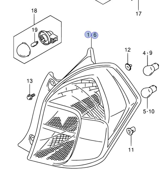 NEW Genuine Suzuki CELERIO Rear Back Light Lamp Unit DRIVER SIDE 35650-84M10