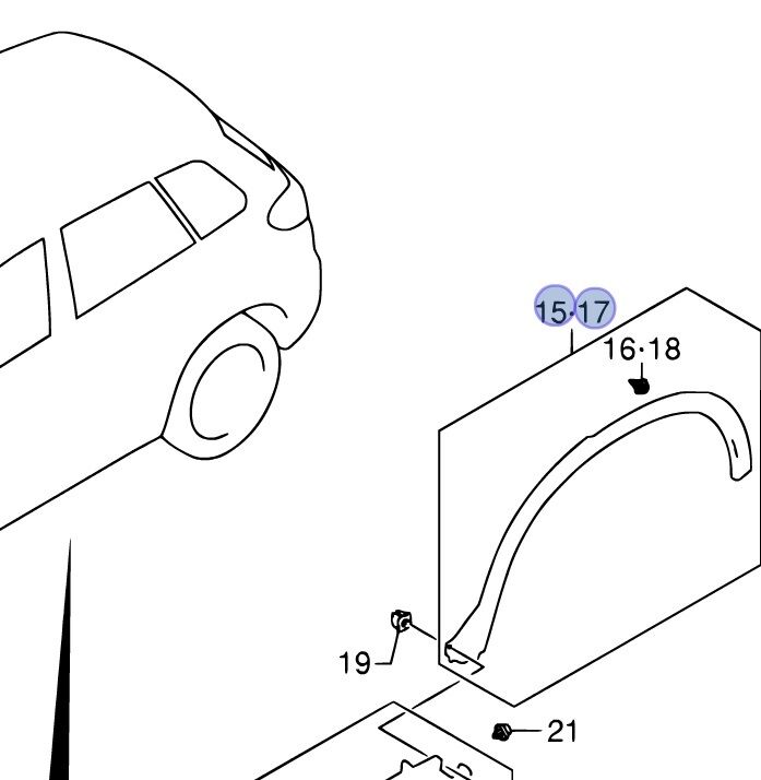 Genuine Suzuki VITARA Rear LEFT H Wheel Arch Trim Surround Spat 77260-54P00-5PK