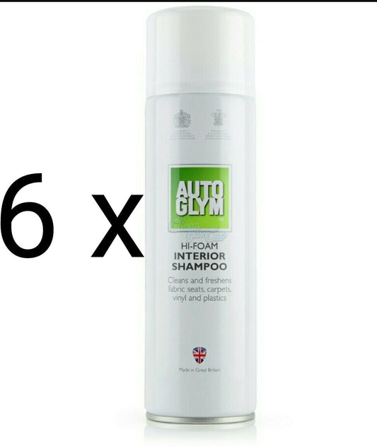 6x Brand New Genuine AutoGlym Hi Foam Interior Shampoo Aerosols 2xFREE FRESHENER