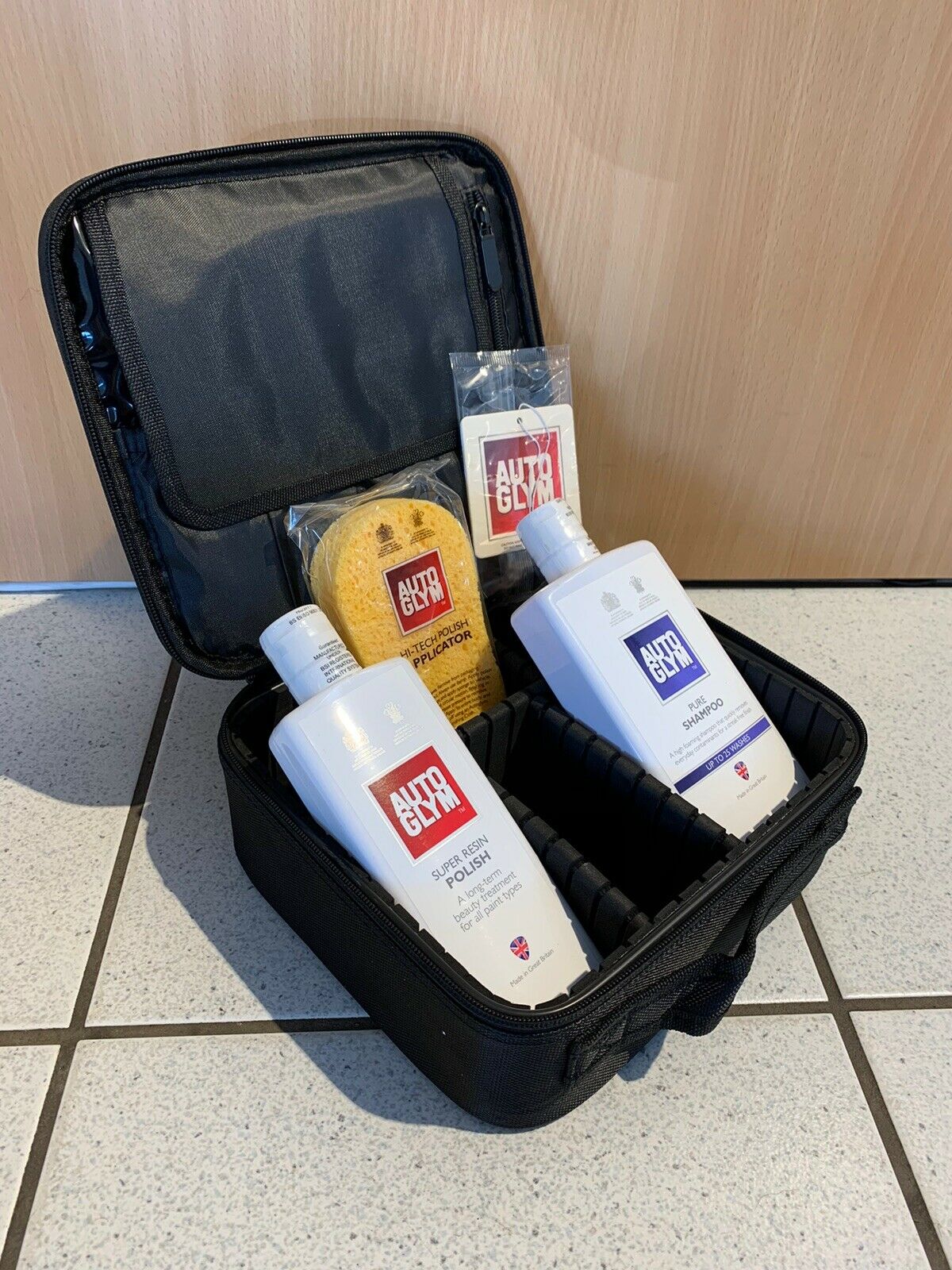 Genuine AUTOGLYM 5Pc SHAMPOO CLEANING POLISH VALETING BAG KIT CAR WASH SET Black